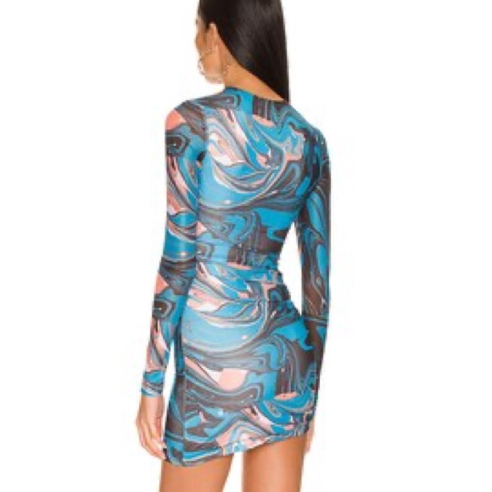 Superdown Katya Ruched Mini Dress Long Sleeve Mesh Bodycon Size XS - Picture 2 of 8